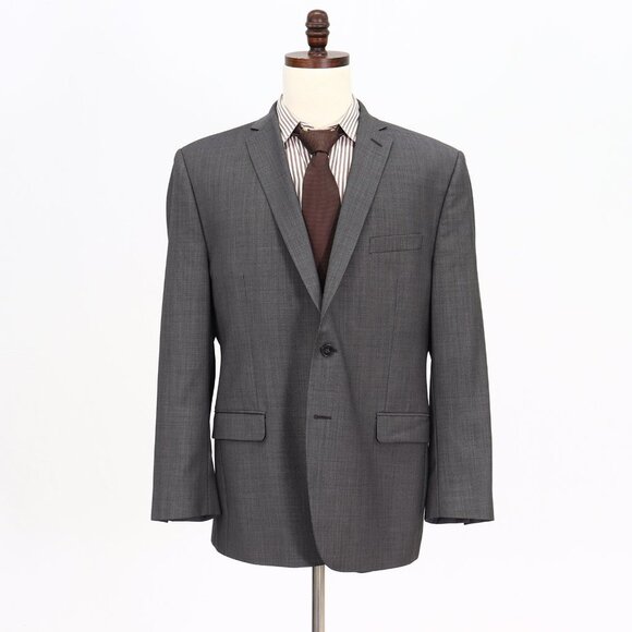 Calvin Klein 46R Gray Solid 2-Button Sport Coat Blazer Jacket B767 - Picture 1 of 11